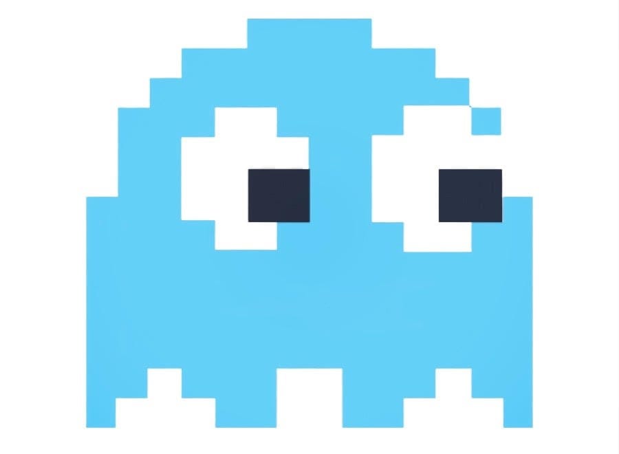 An image from the original Pac-Man - the blue ghost
